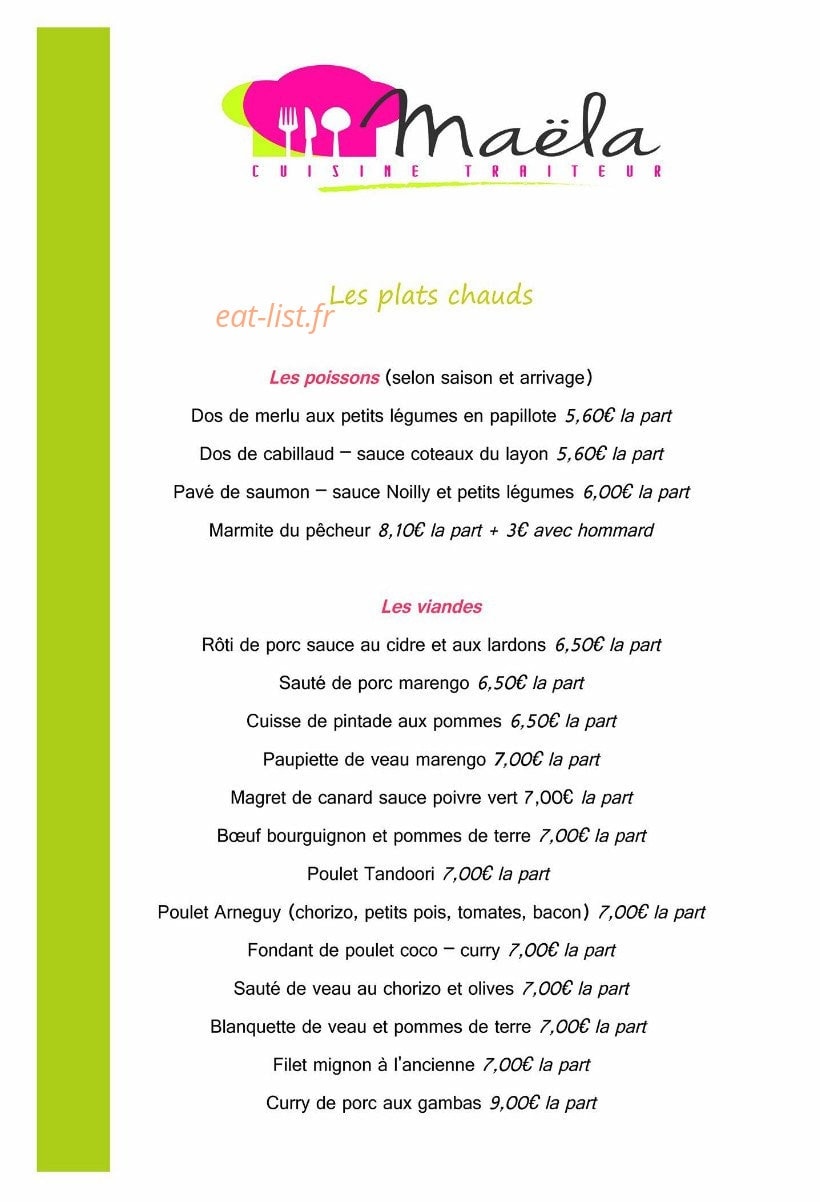 Maëla Cuisine — carte page 9