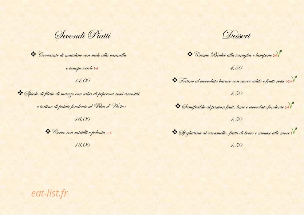 Ristorante Crabun — carte page 2