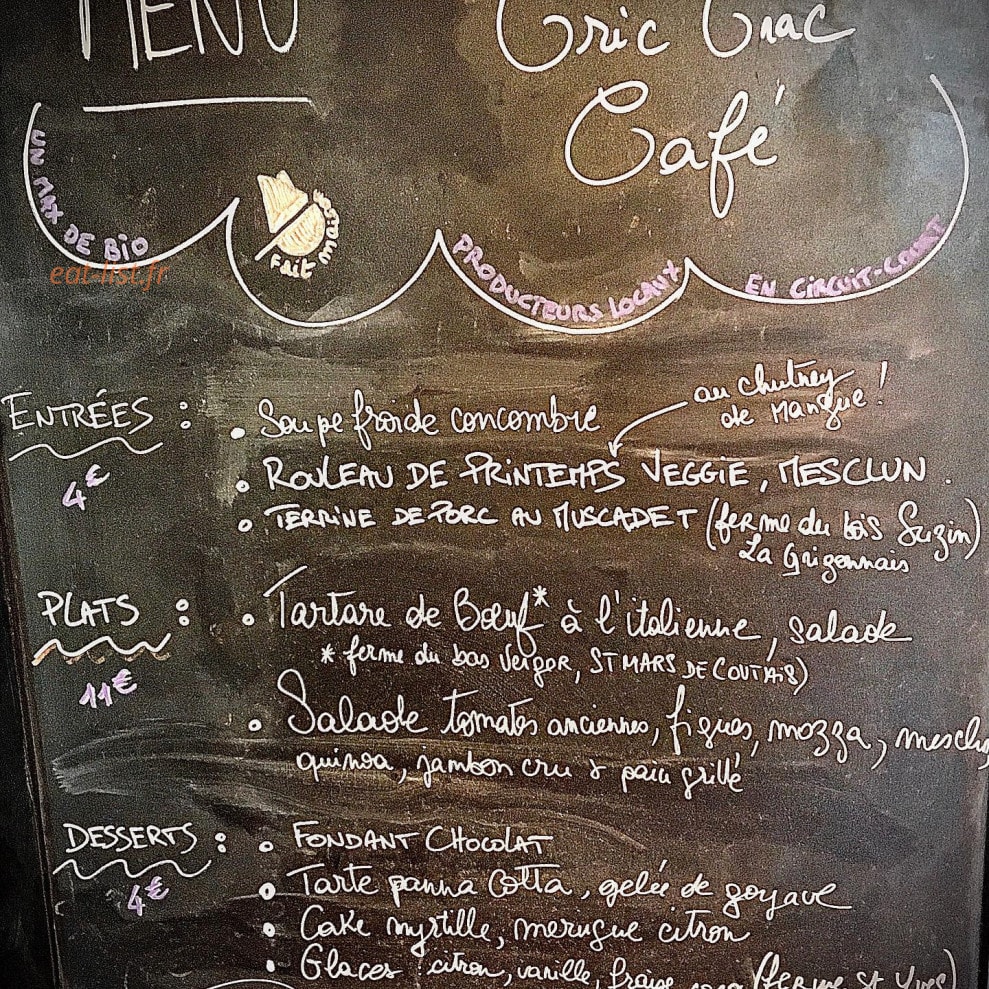 Le Cric Crac Café — carte page 1