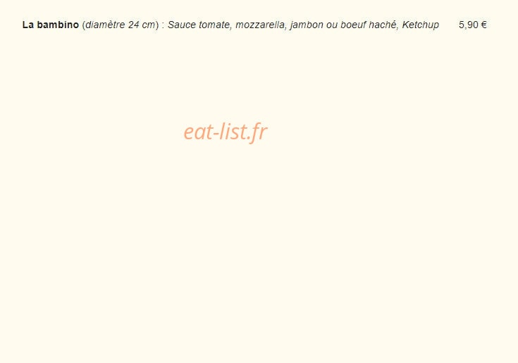 Carte et menu de Pizz Burg à Saint Aignan Grandlieu — Le menu enfant