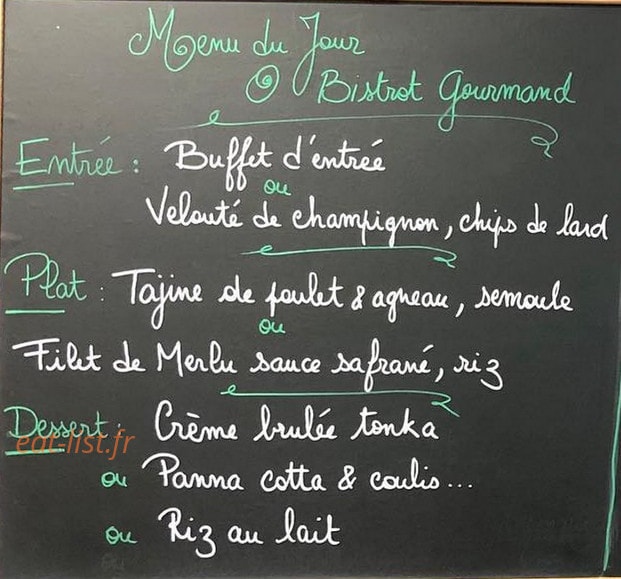 O Bistrot Gourmand — carte page 1
