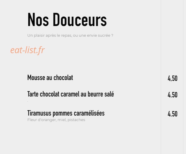 Carte et menu de Brasserie l'idealiste à Sainte Luce sur Loire — Les douceurs