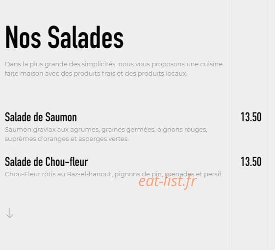 Carte et menu de Brasserie l'idealiste à Sainte Luce sur Loire — Les salades