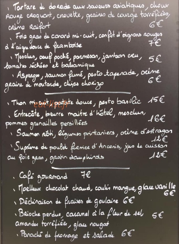 Restaurant le 20 — carte page 1
