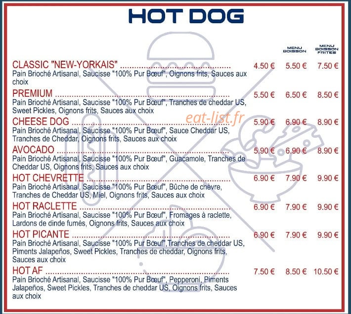 American food — carte page 3