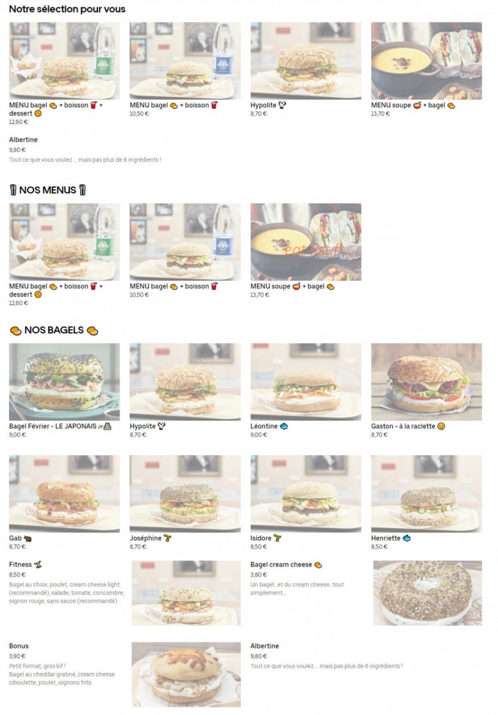 Bagelstein — carte page 1