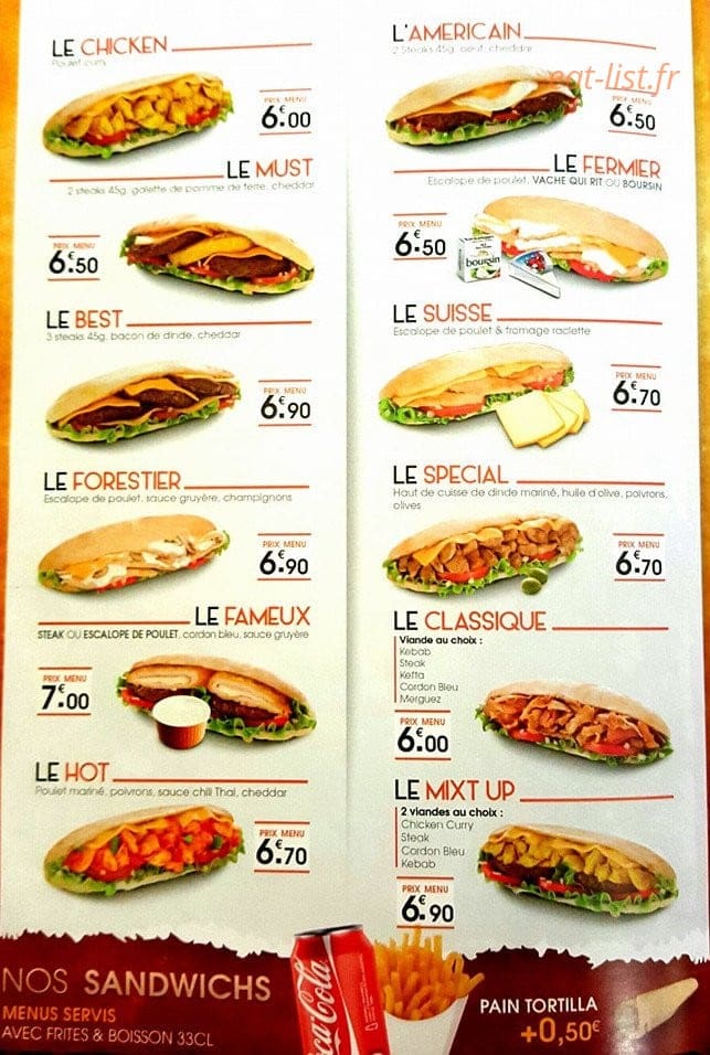Best Food — carte page 1