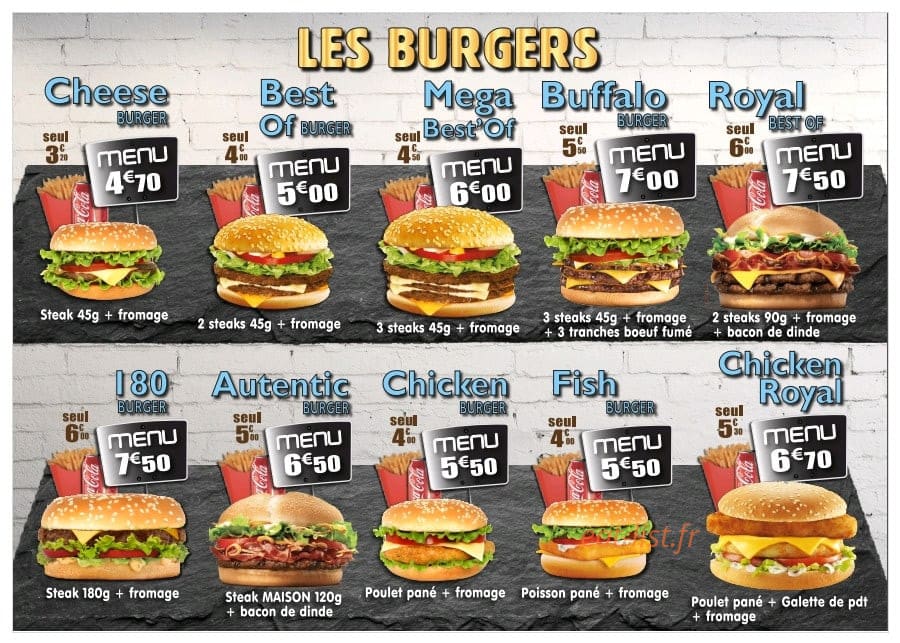 Bestof burger — carte page 1