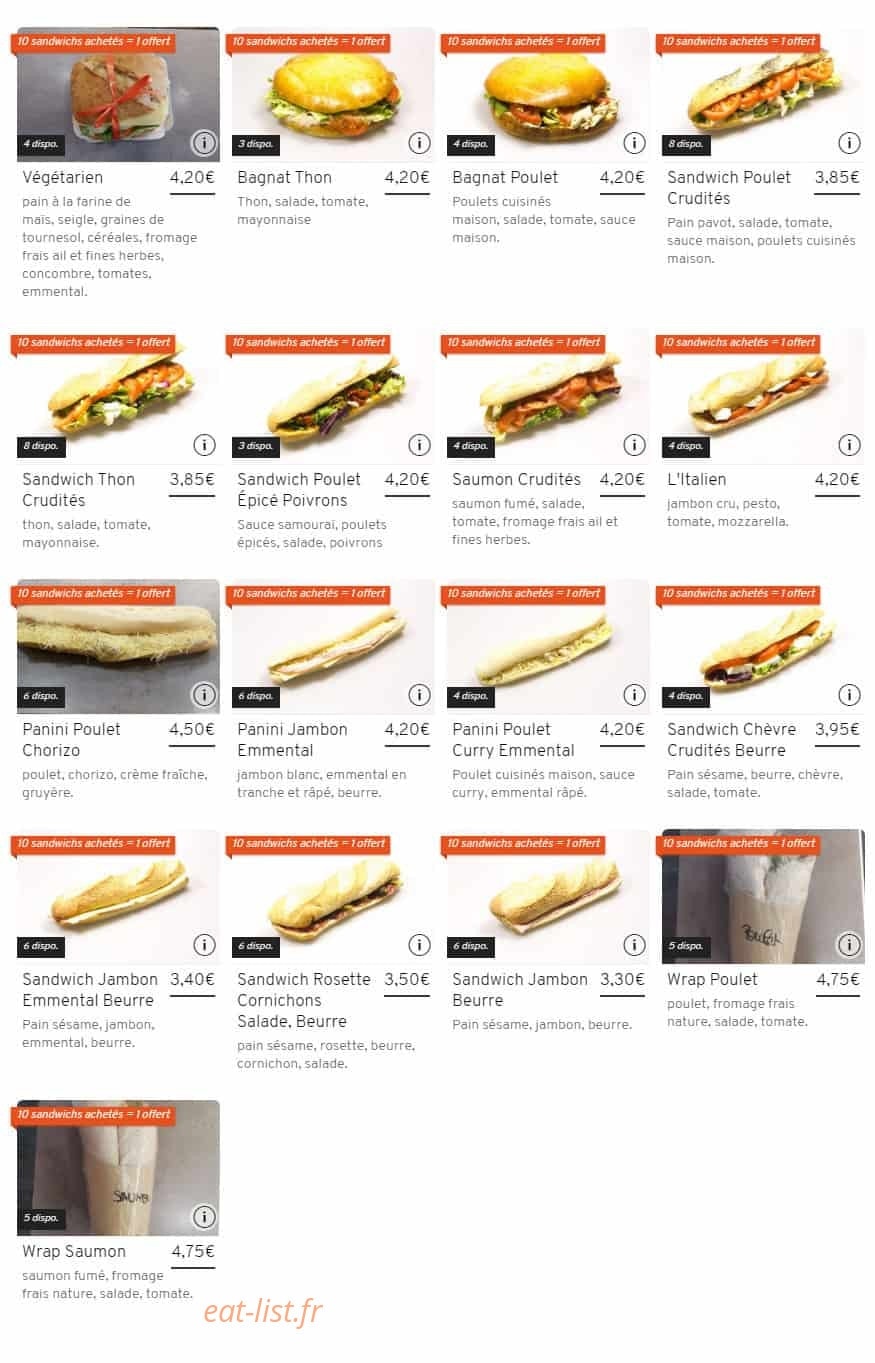 Boulangerie Katy & Frederic — carte page 2