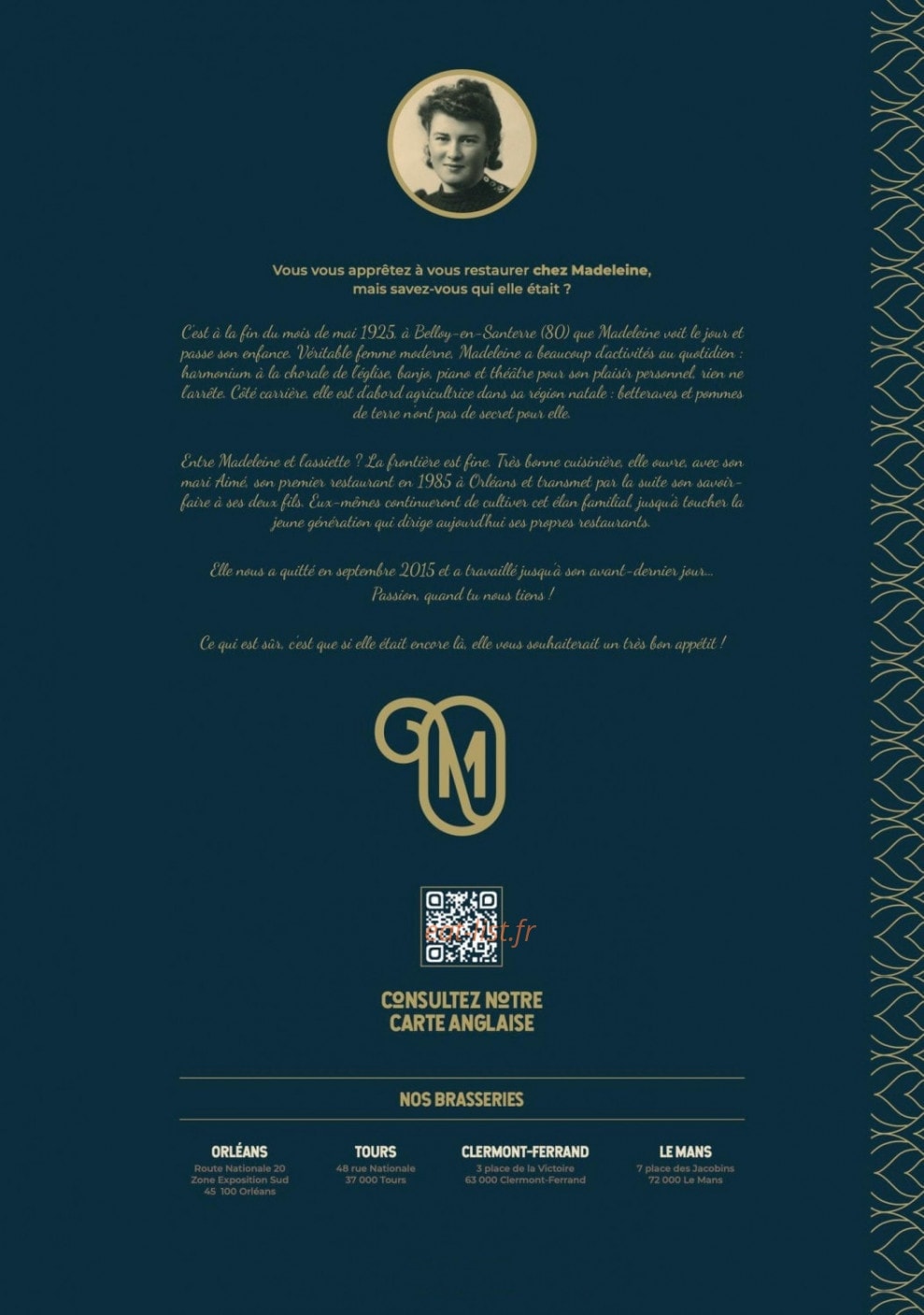 Brasserie Madeleine Orleans — carte page 17