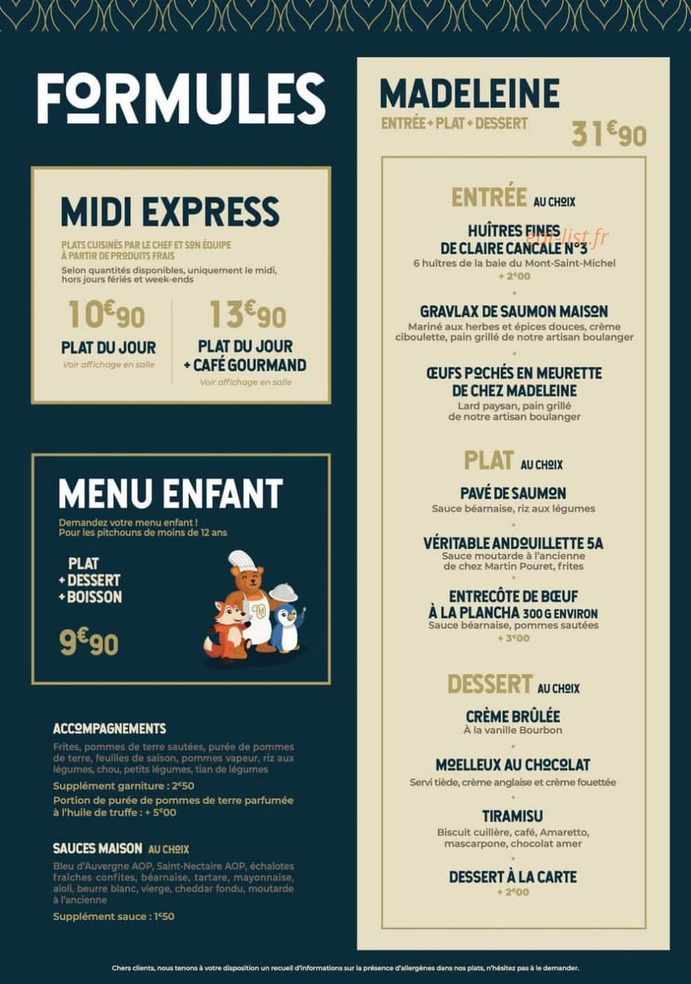 Brasserie Madeleine Orleans — carte page 7