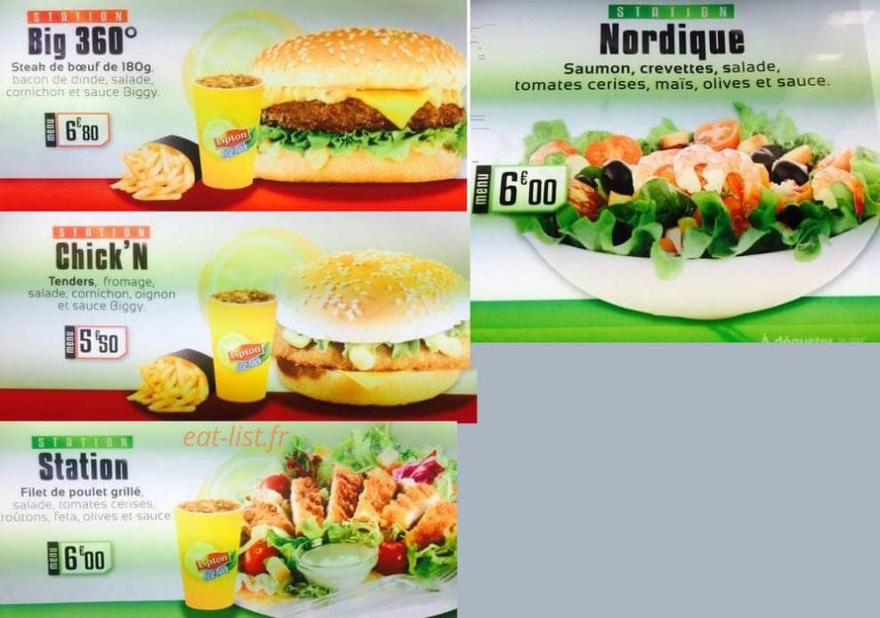 Burger Station — carte page 1
