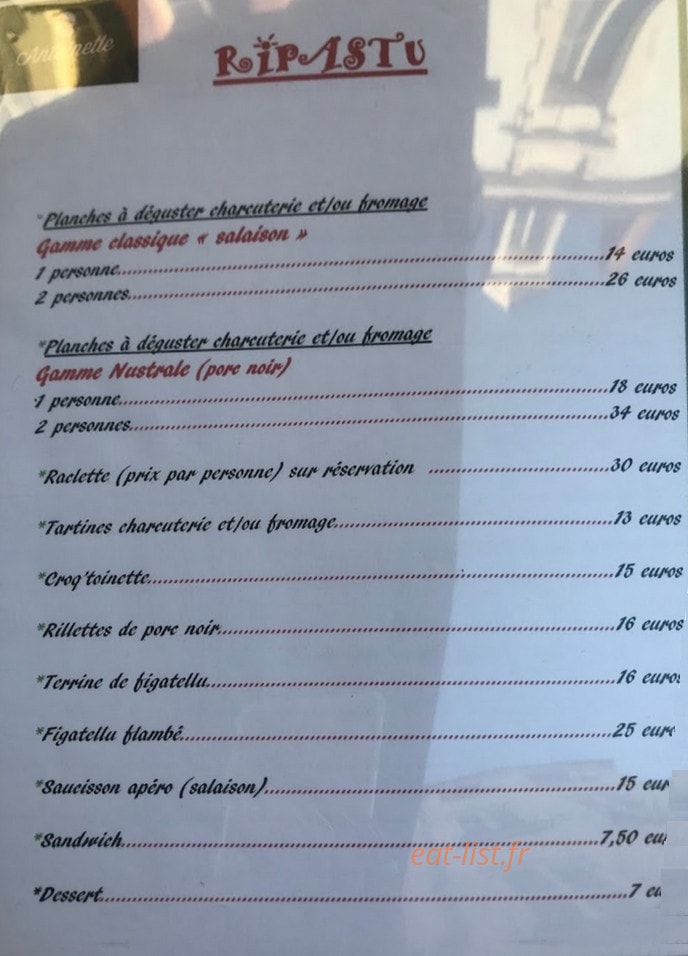 Chez Antoinette — carte page 1