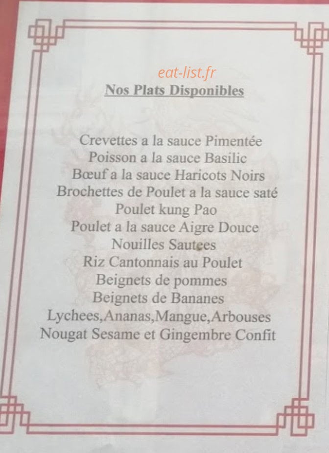 Chez Ming — carte page 1