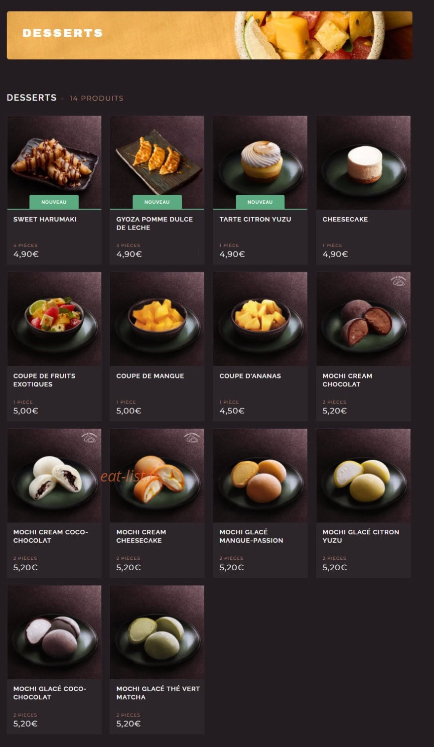 Côté Sushi — carte page 12