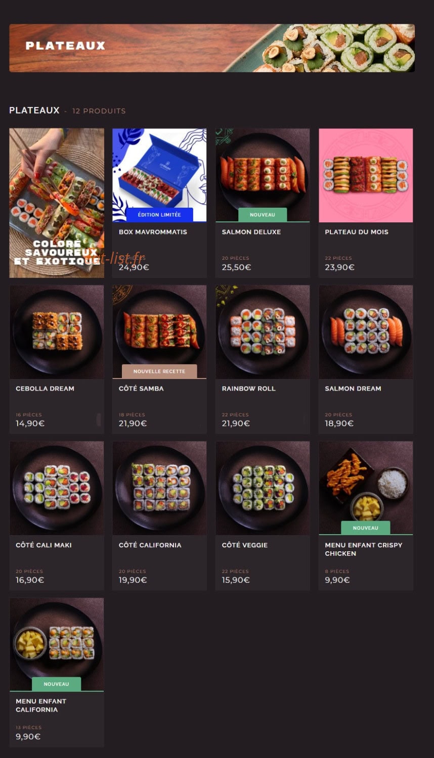 Côté Sushi — carte page 3