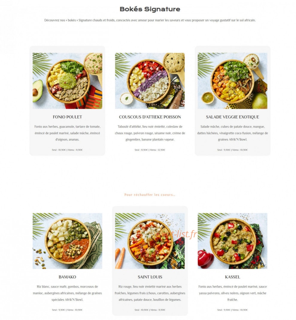 Djaam Fresh Food — carte page 1