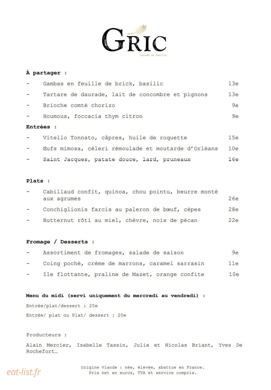 Gric — carte page 1