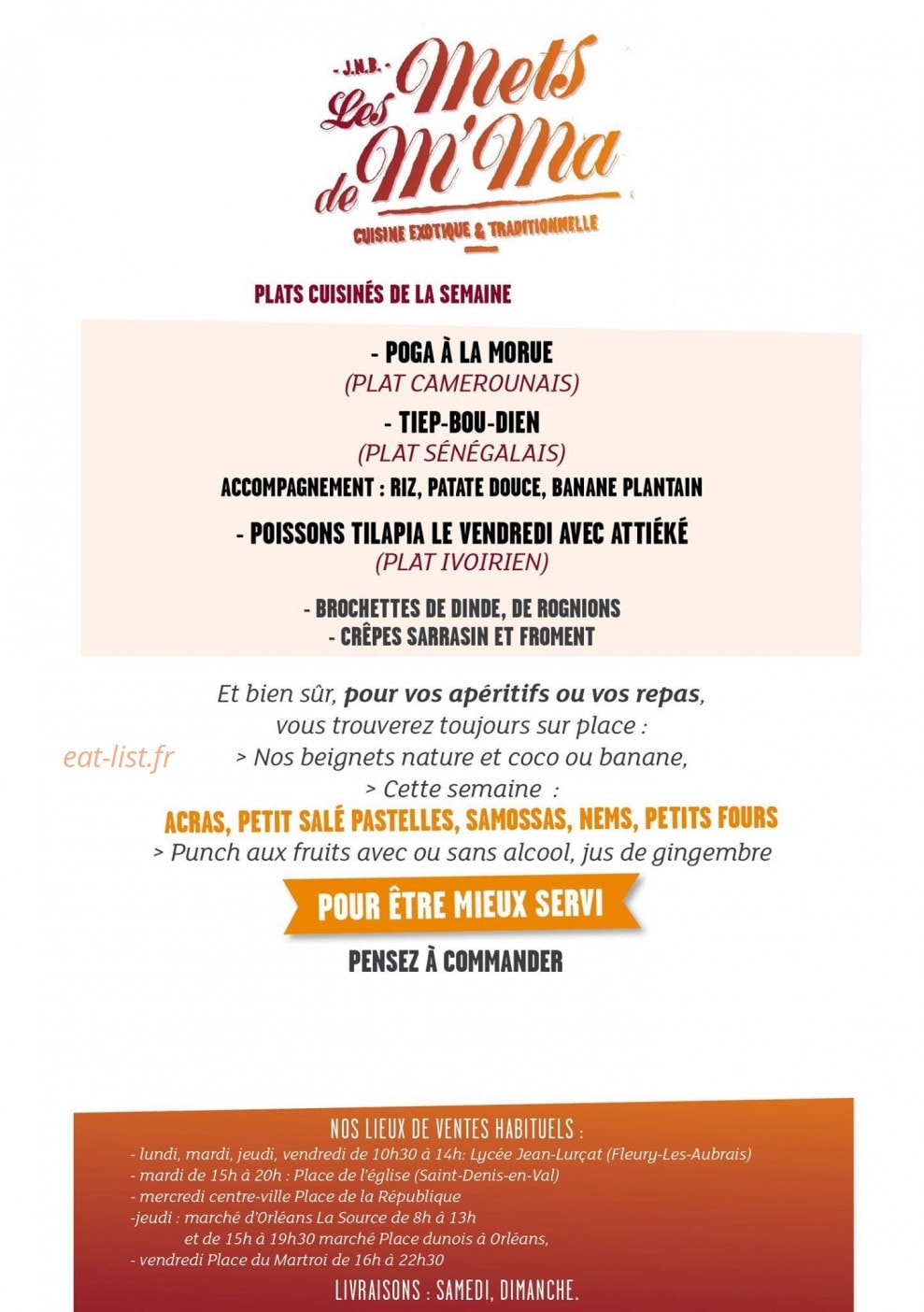 JNB Les Mets de M'Ma — carte page 1