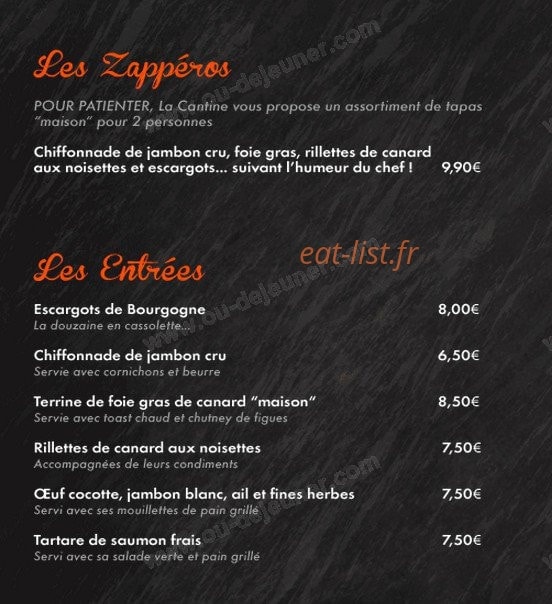 La Cantine — carte page 2