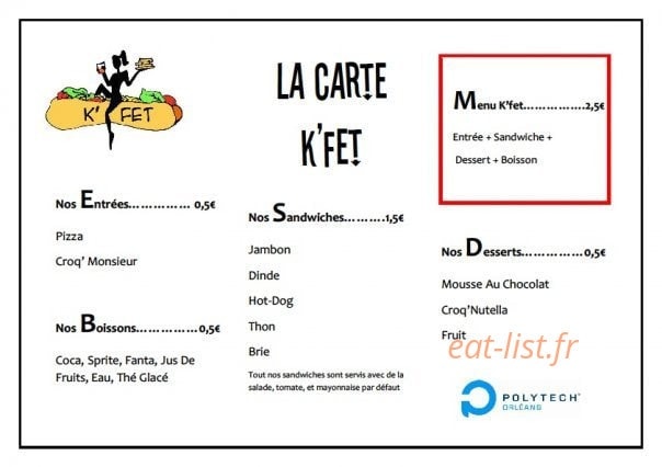 La Kfet de Polytech' — carte page 1
