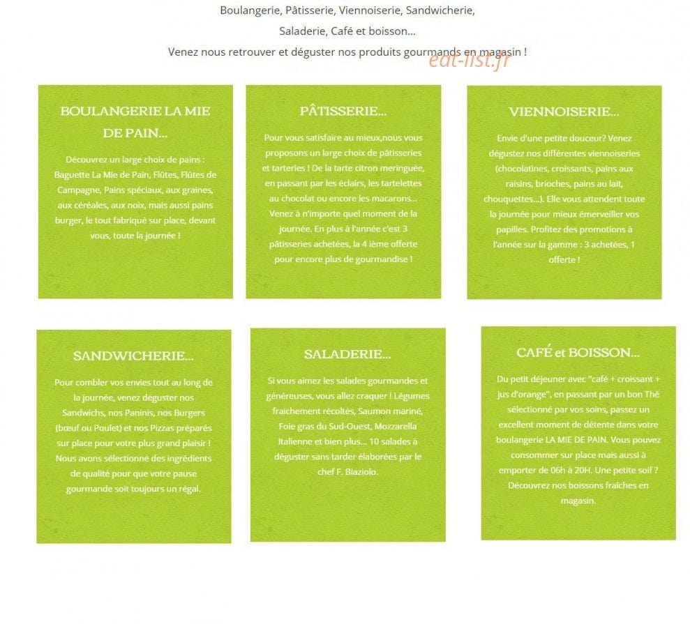 La Mie de Pain — carte page 1