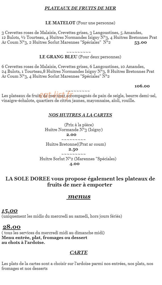 La sole doree — carte page 1
