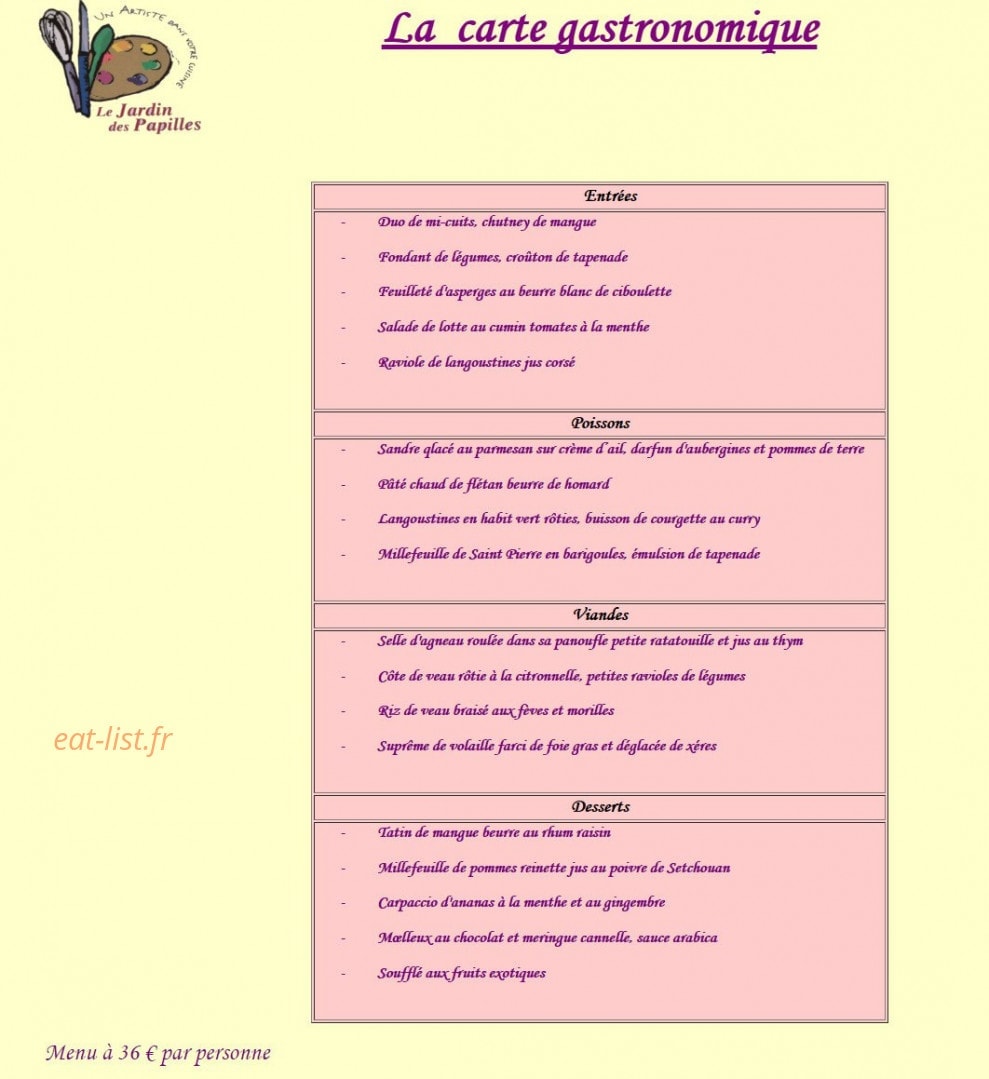 Le Jardin des Papilles — carte page 2