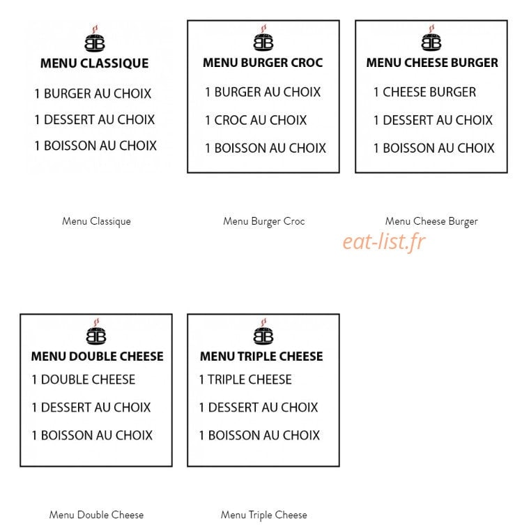 Les Burgers du boucher — carte page 1