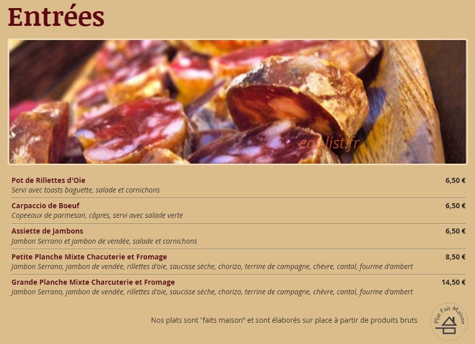 Meat — carte page 1