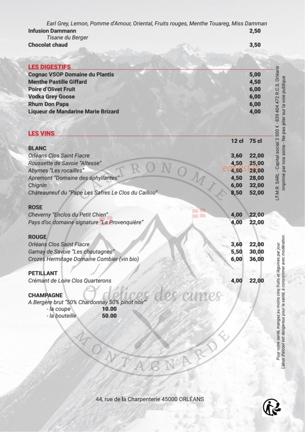 O delices des cimes — carte page 5
