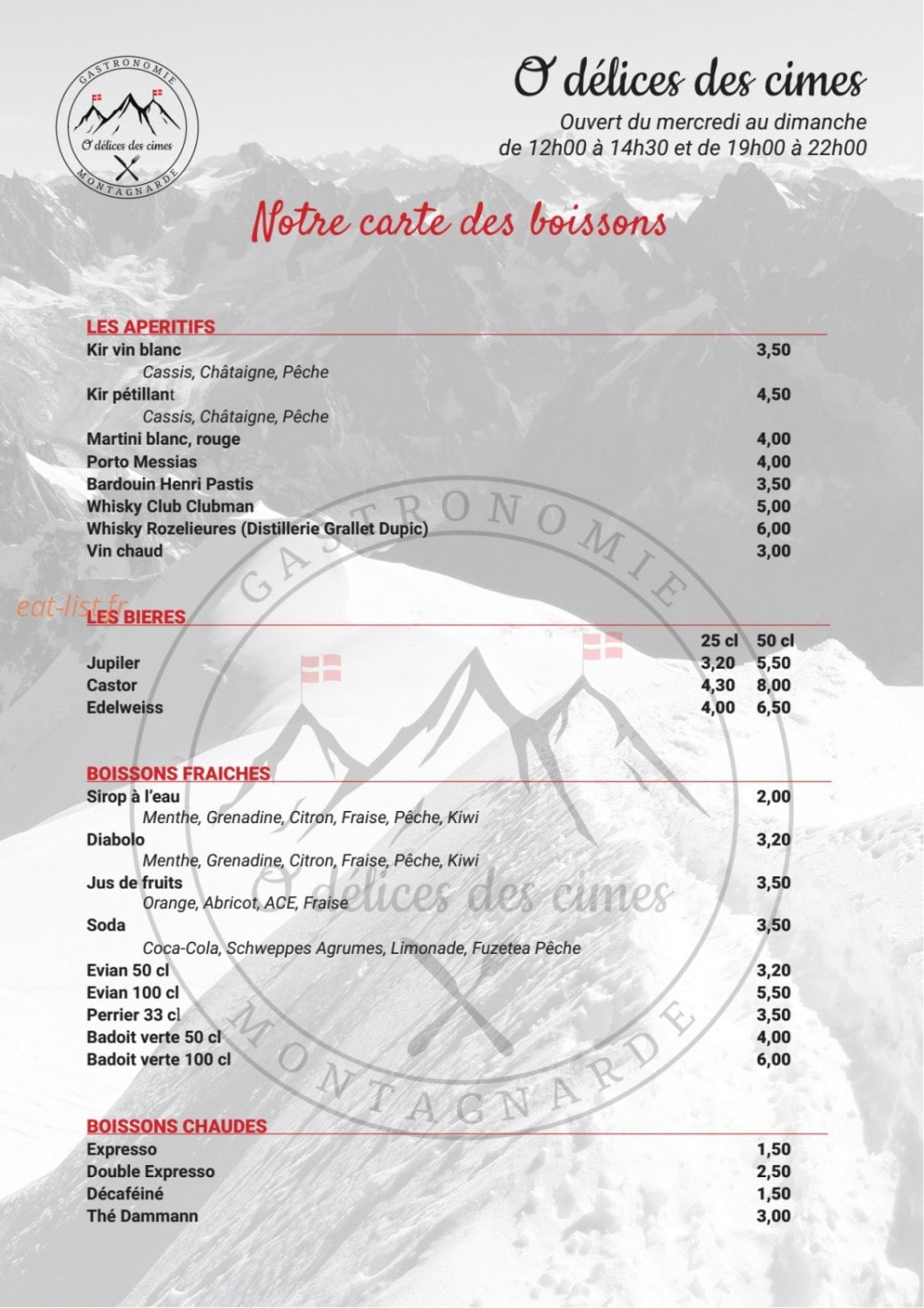 O delices des cimes — carte page 4