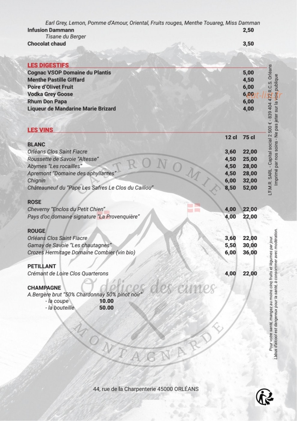 O delices des cimes — carte page 6