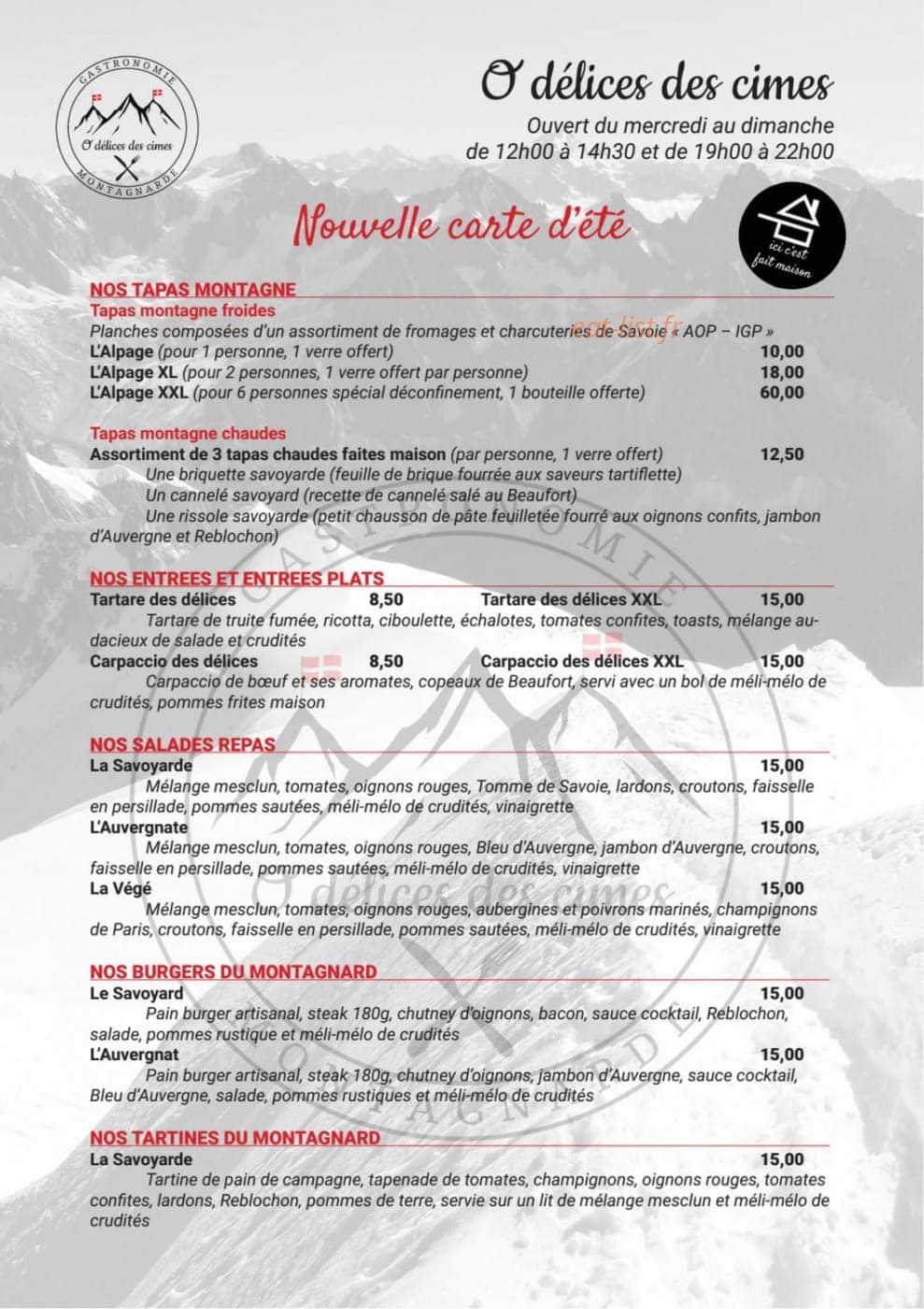 O delices des cimes — carte page 2