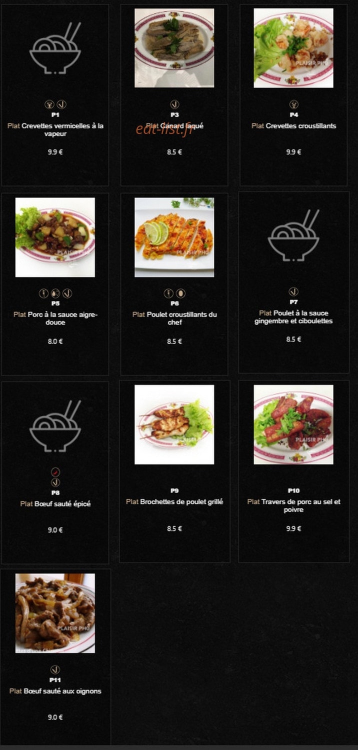 Plaisir Pho — carte page 2