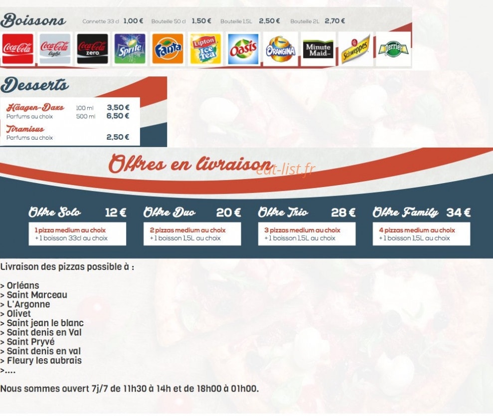 Planet Pizza — carte page 2