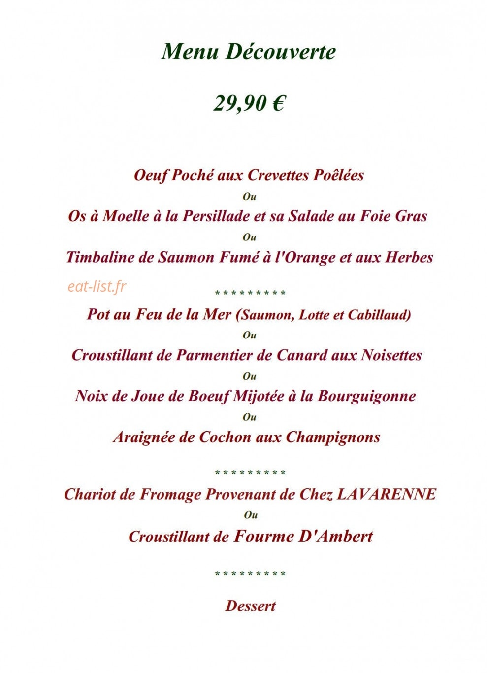 Restaurant Des Plantes — carte page 4