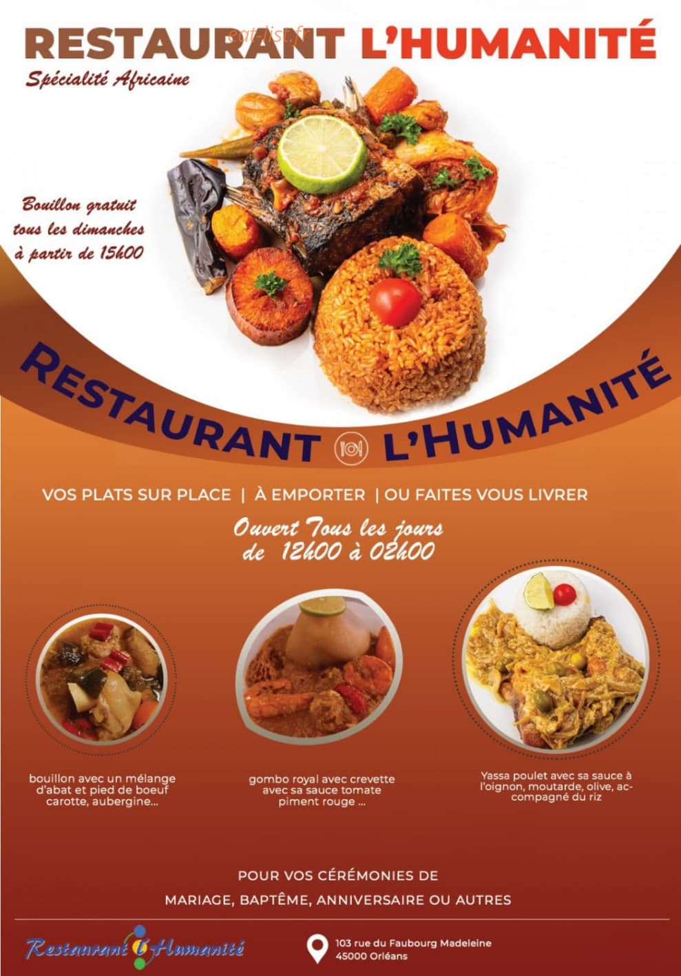 Restaurant l'humanité — carte page 1