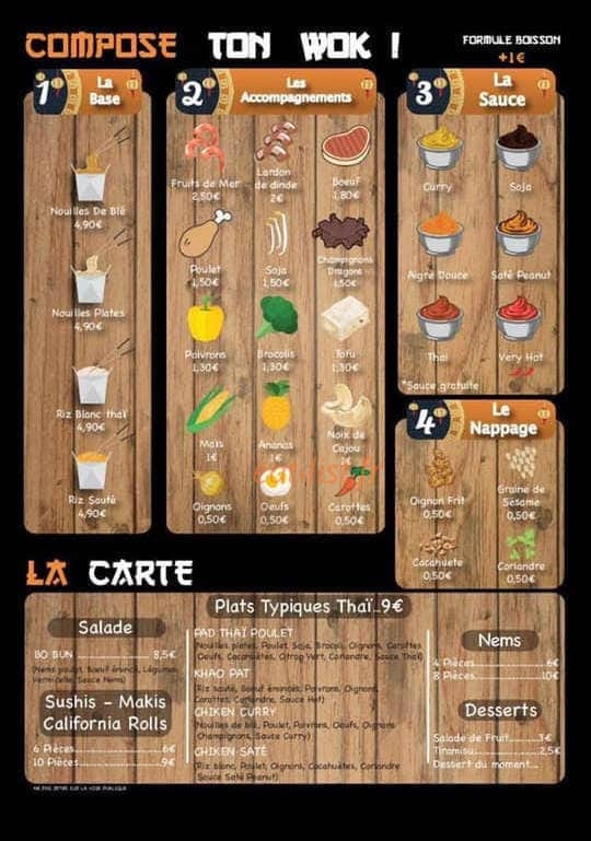 Thaï Food — carte page 1
