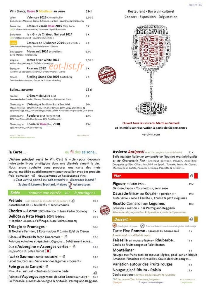 Ver di Vin — carte page 1