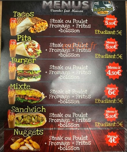 Aziz Kebab délice food — carte page 1