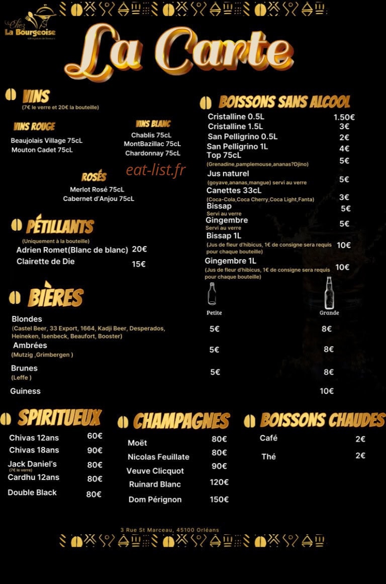 Chez La Bourgeoise — carte page 2