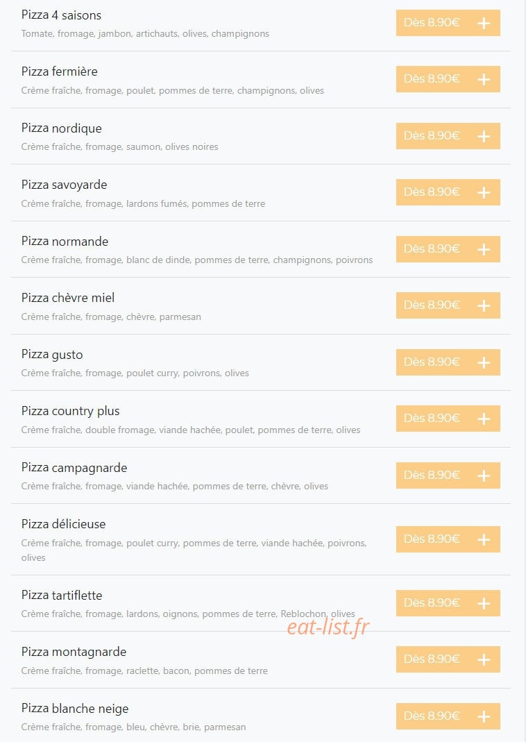 Gusto Pizza — carte page 3
