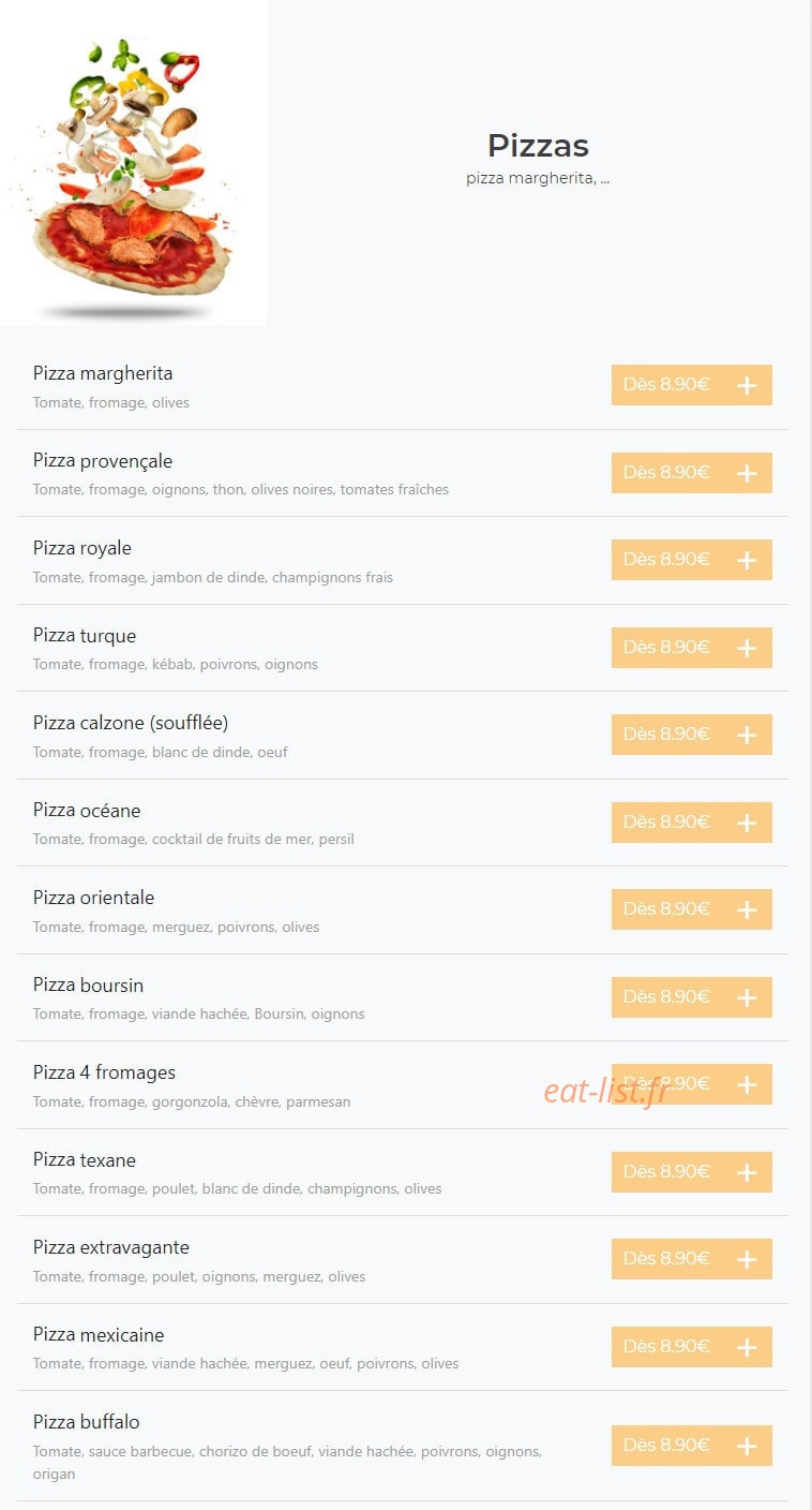 Gusto Pizza — carte page 2