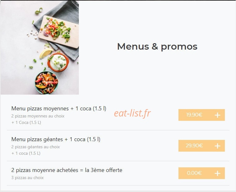 Gusto Pizza — carte page 1