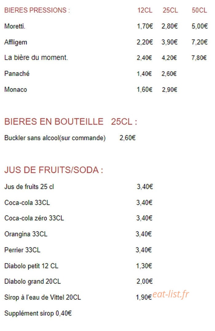 Brasserie des Arts — carte page 4