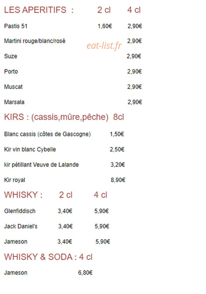 Brasserie des Arts — carte page 3