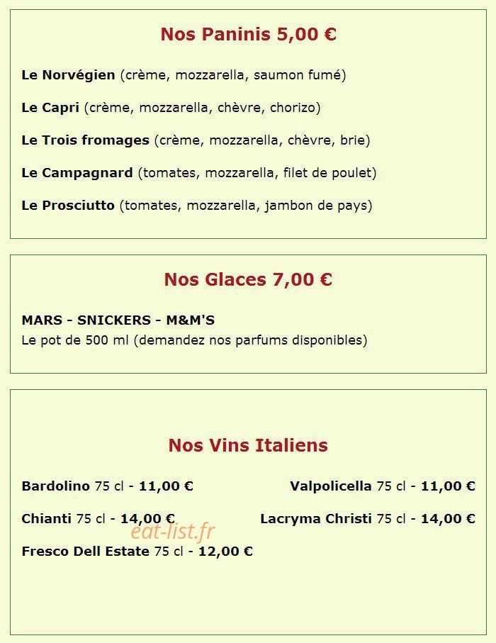 Castel pizza — carte page 6