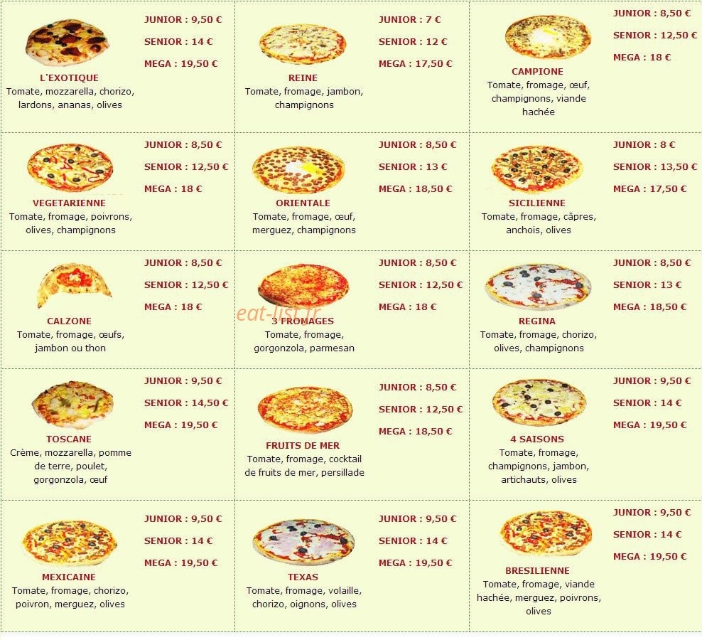 Castel pizza — carte page 7