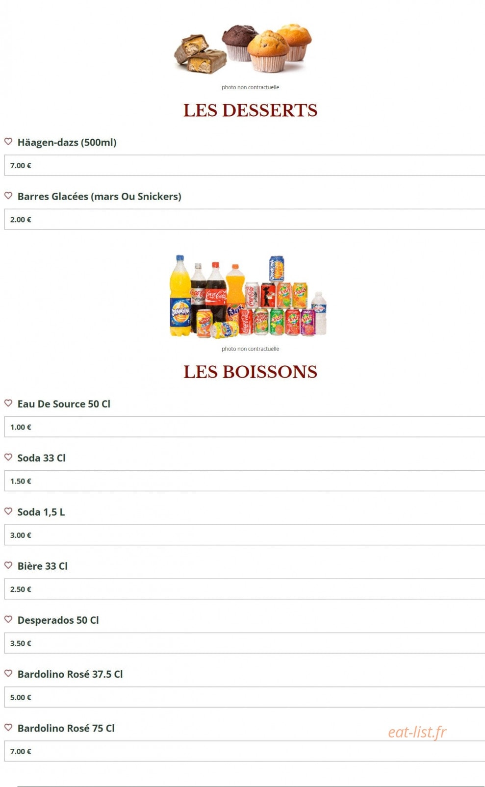 Le Kiosque à Pizzas — carte page 7